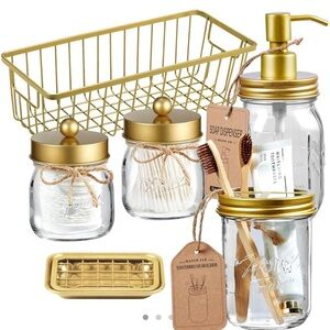 Gold Wire Bathroom Set